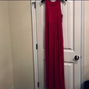 New Red Maxi Dress with Pockets